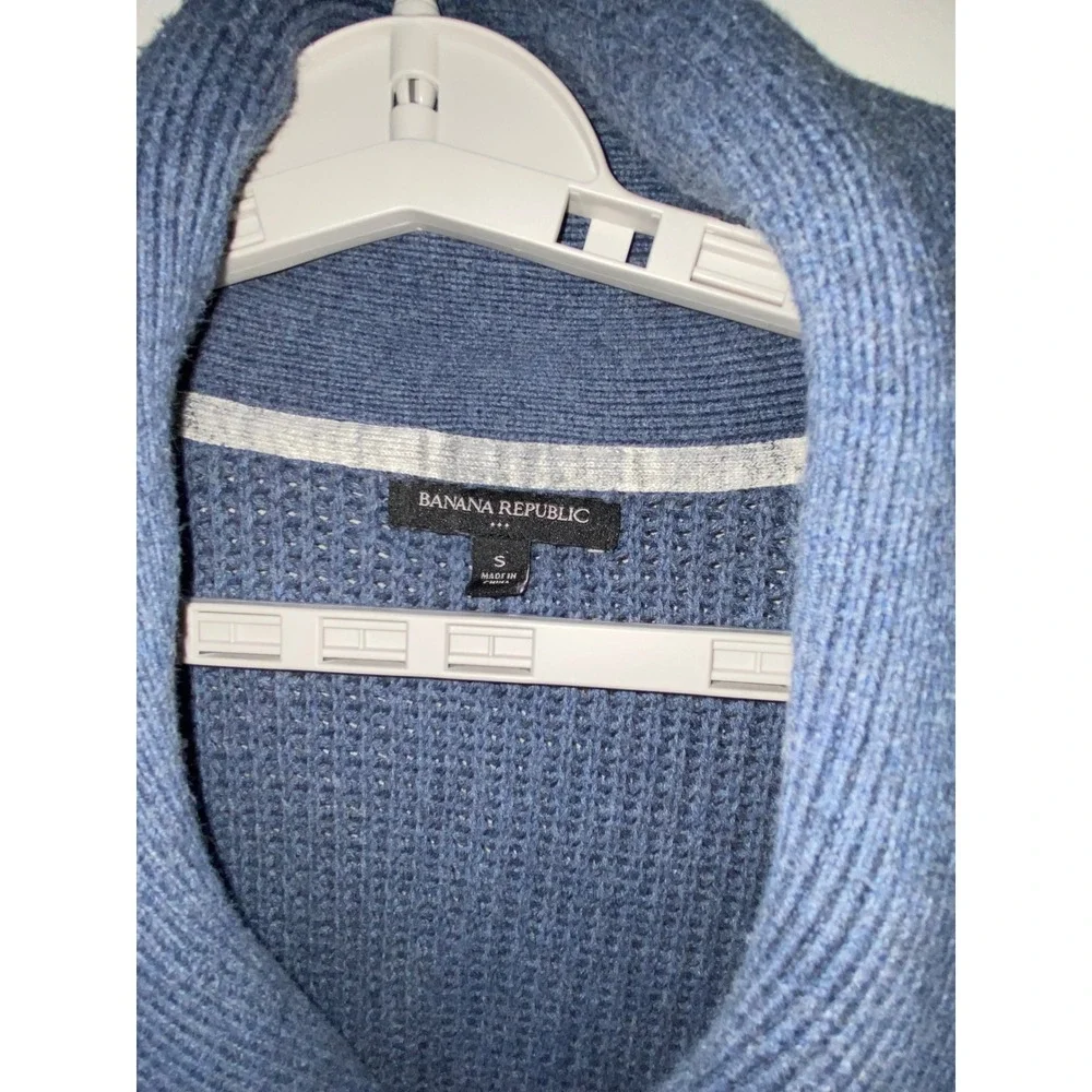 Banana Republic Cardigan Mens S Blue Shawl Collar Mixed Stitch Cotton Sweater